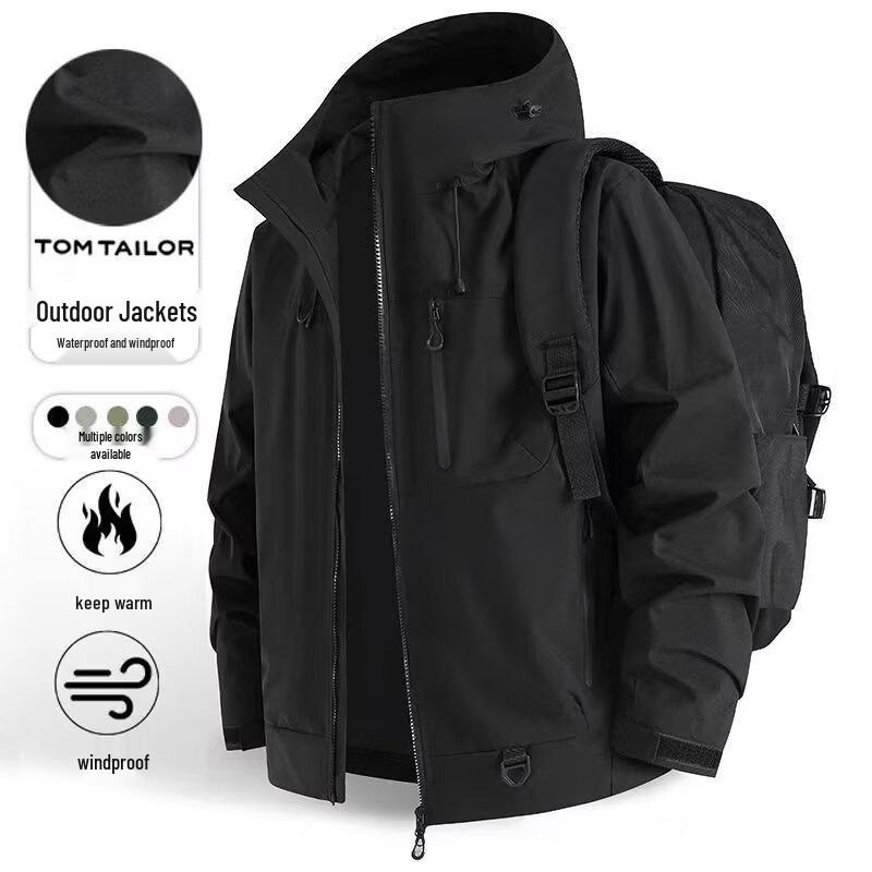 American Retro Mountain Windbreaker: Color Block, Multi-Zipper, Hooded, Waterproof Jacket for Hiking and Mountaineering