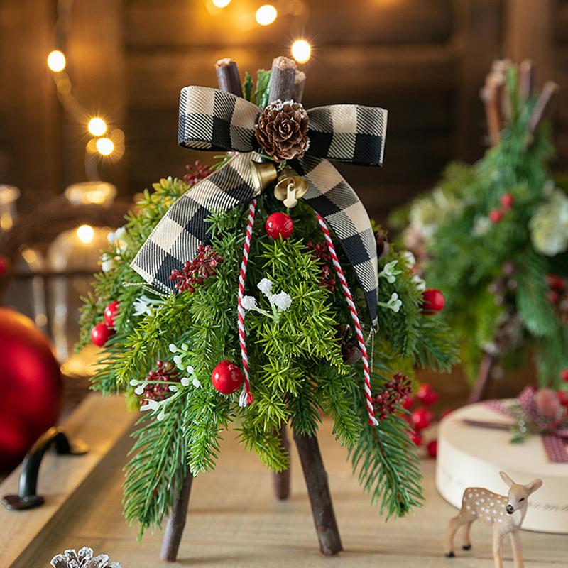 10/20pcs Plastic Artificial Pine Needles Branches Christmas Tree Ornament DIY Xmas Wreath New Year Gift Artificial Flowers Decor