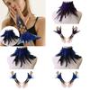 Victorian Styles Feathered Collar Choker Shawl Wrap with Lace Fingerless Gloves for Masquerades HalloweenCostume Parties
