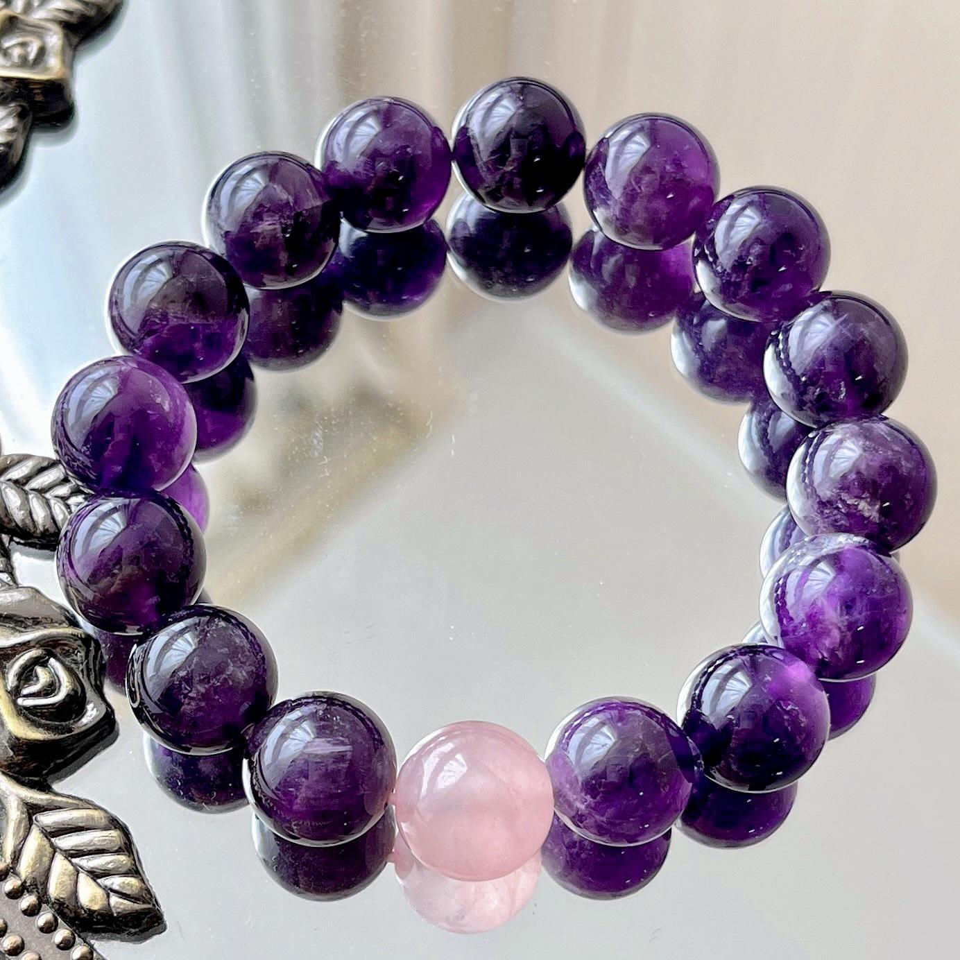

12Mm Natural Amethyst Powder Design Bracelet Bracelet