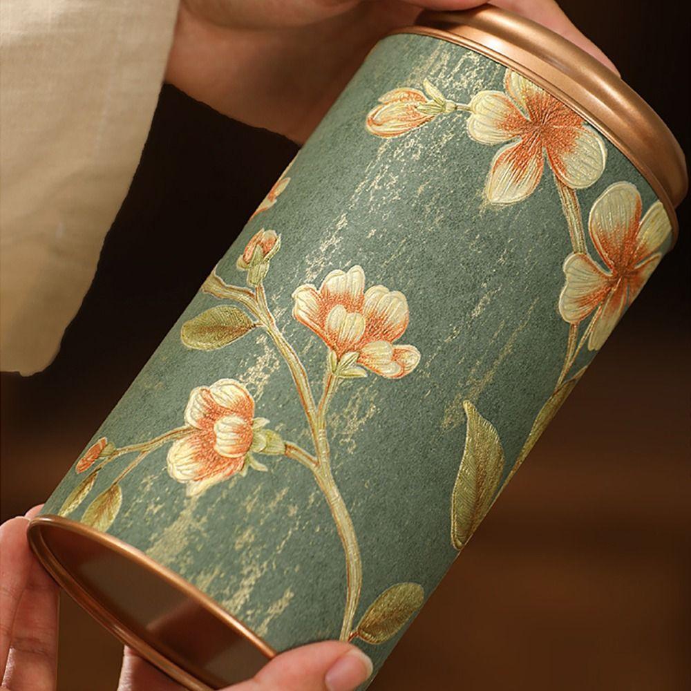 1Pcs 10/19cm Tea Sealed Jar Green Black Tinplate Storage Can Durable Empty Tea Can