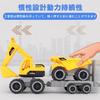 Set of 3 Excavator and Bulldozer Toys, Working Vehicles, Sand Play Set with Dump Truck and Sandbox (Yellow)