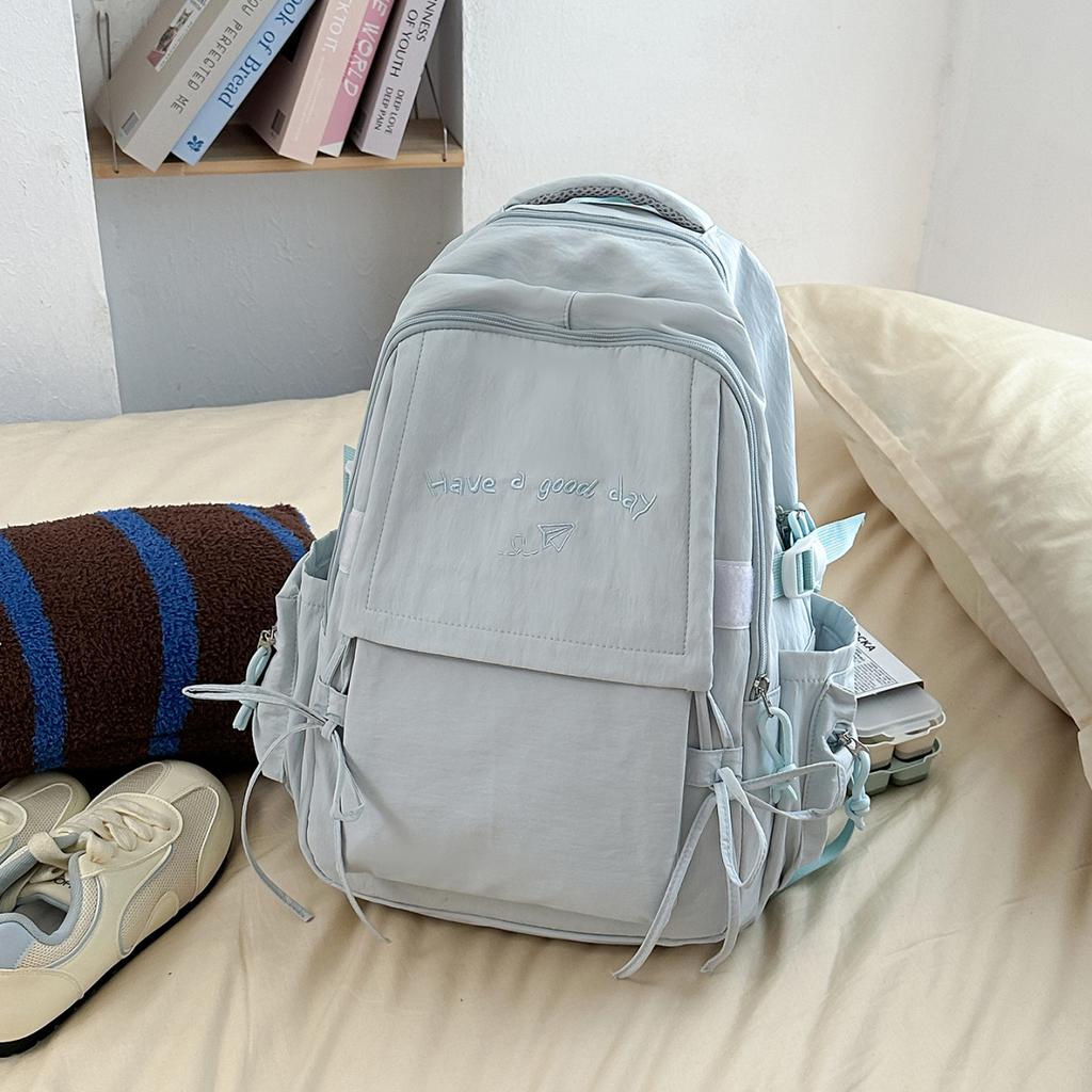 Schoolbag Large Capacity Solid Color Backpack Women's 1011 New High Value Cute Student Schoolbag Versatile Travel Backpack Tide