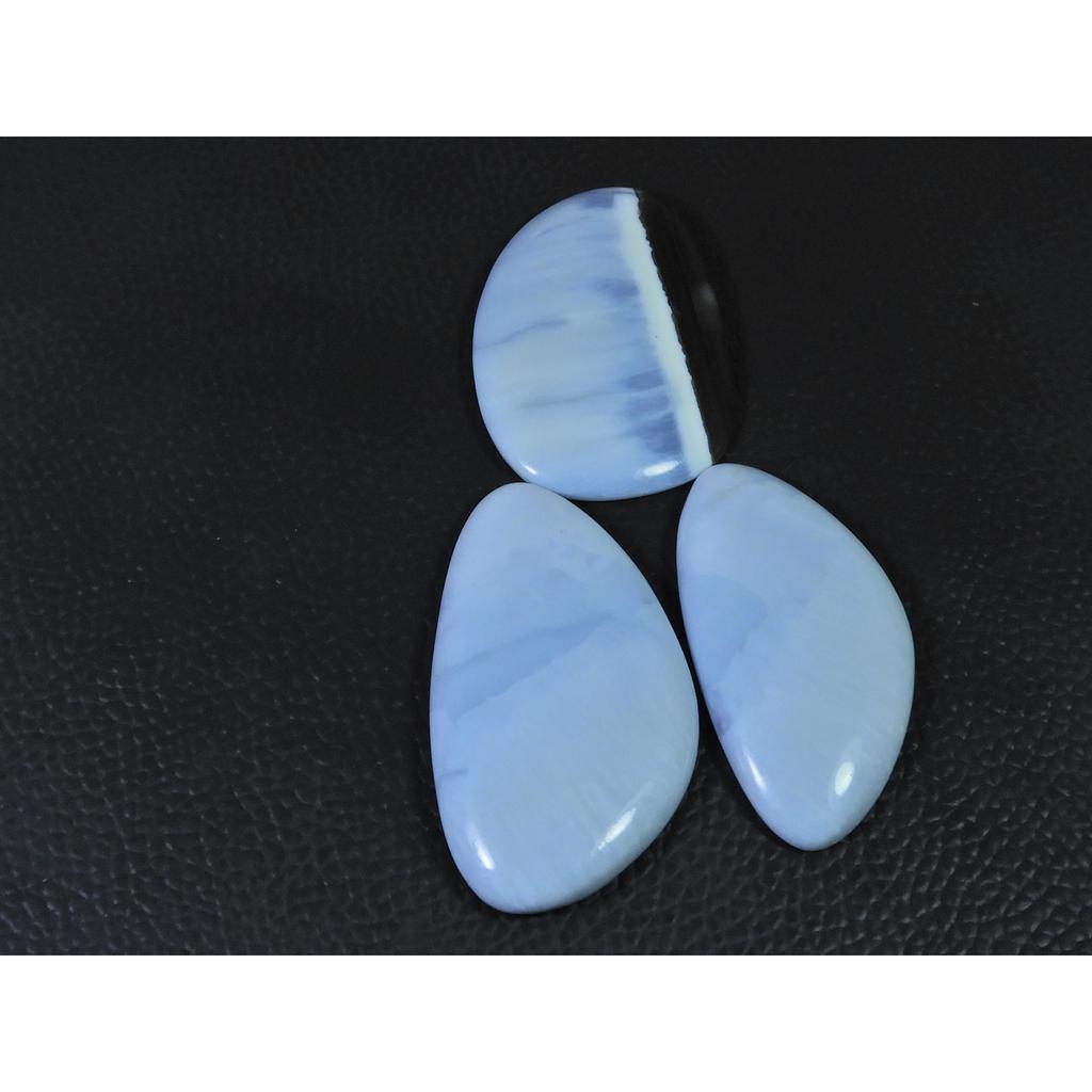 164Cts.Natural Blue Opal Fancy Cabochon Loose Gemstone 3Pcs Lot 46-47MM A-824