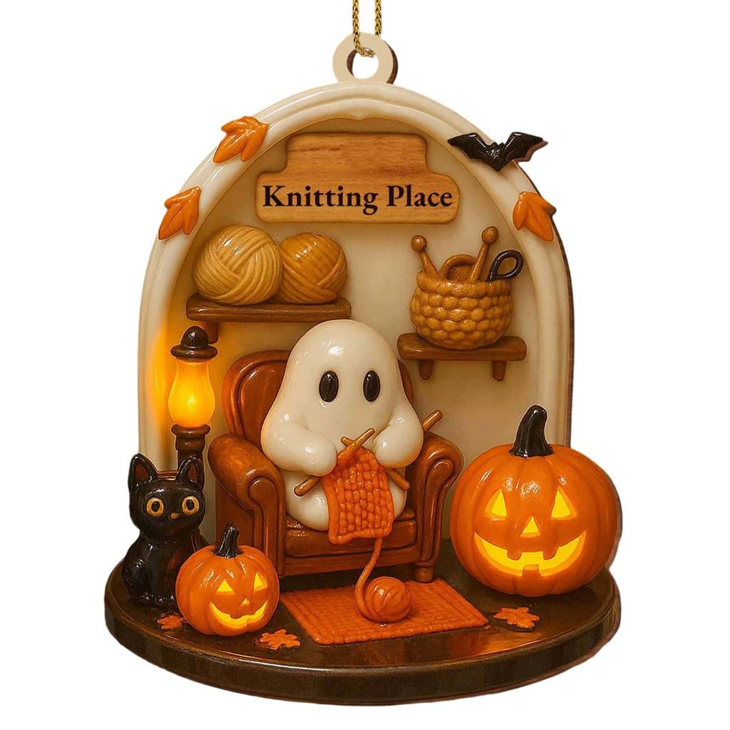 Read Halloween 2D Flat Acrylic Hanging Decoration Halloween Night Decoration Listing