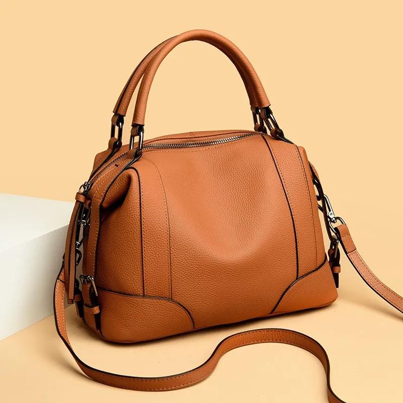 

Сумки через плечо из натуральной кожи для женщин, однотонные мягкие сумки через плечо, сумки из коровьей кожи