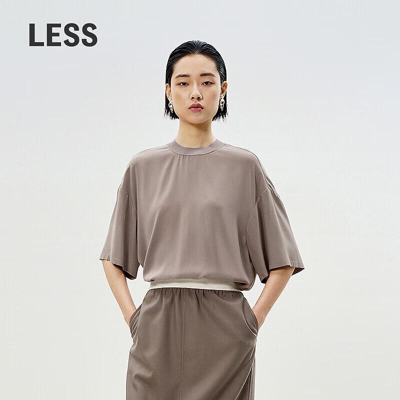 LESS 2025 Summer Loose Round Neck Mid-Sleeve Shirt