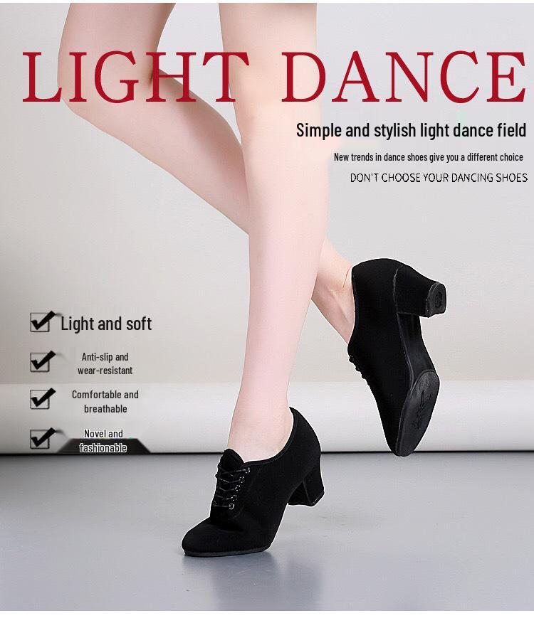 Zapatos de Baile de Salón y Latino para Mujer con Suela Blanda Negra - Tela Oxford