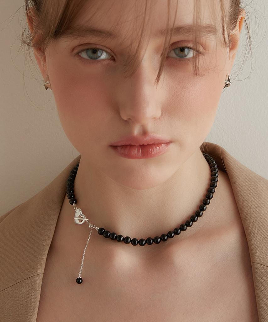 Tatiana Black Cupid Heart Toggle Necklace Nz2133