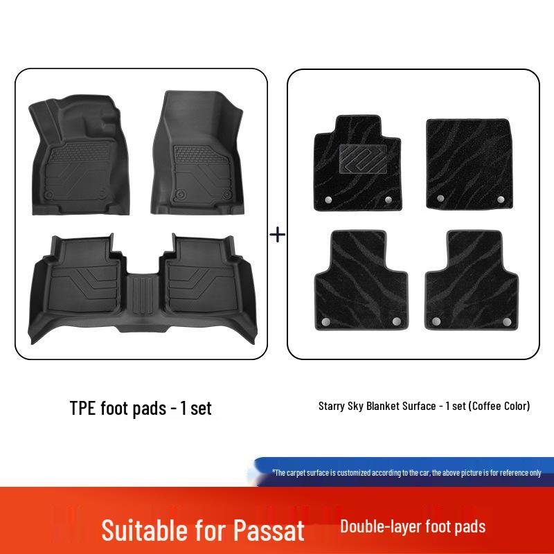 Volkswagen Passat Fully Enclosed TPE Floor Mats, Car-Specific, Original Color, 25 Model Compatibility, Double-Layer Design