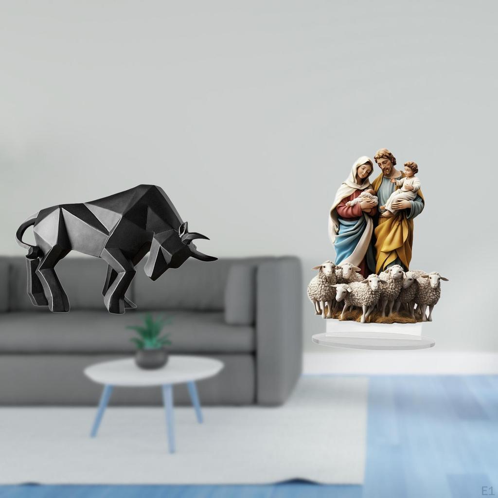 Modern Resin Bull Sculpture Abstract Figurine for Entryway Tabletop Desk Shelf Office Acrylic