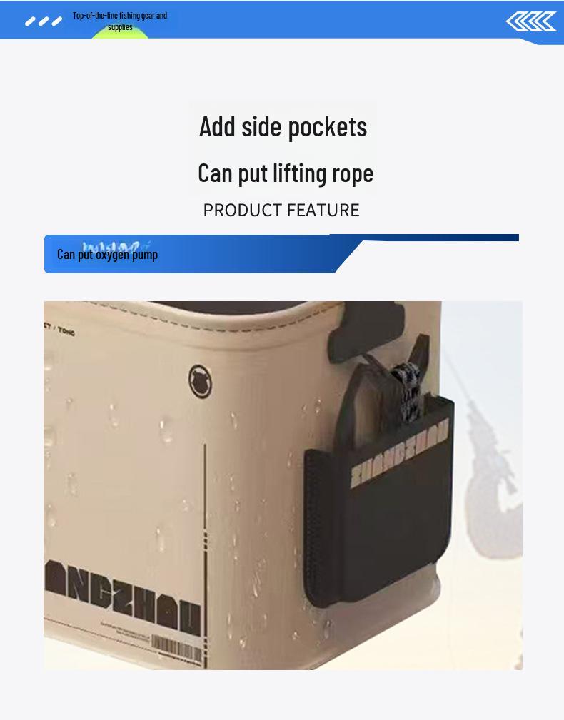 Bucket Portable Outdoor Fish Folding With Antijump Net Eva Square Design For Fishing Lure Storage