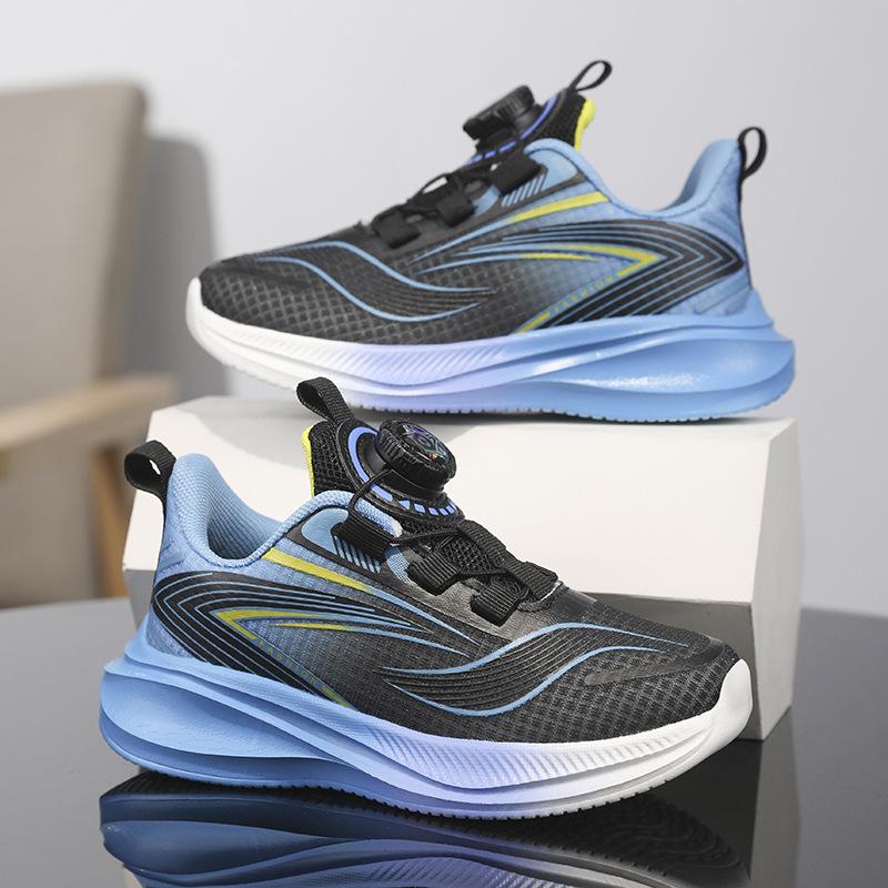 Children's Sports Shoes New Mesh Breathable Boys' Student Running Shoes Lightweight Girls' School Rotating Buttons