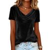 2025 Women's Velvet Swing Collar Short Sleeve Solid T-shirt