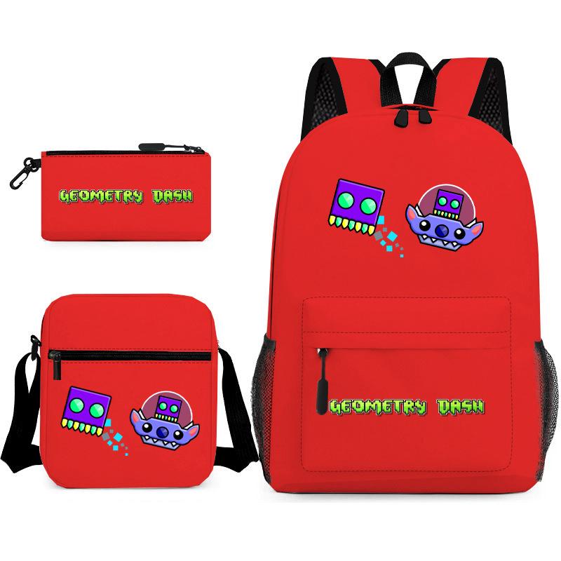Geometric sprint trend starry sky schoolbag three-piece geometry dash heat transfer personalized backpack leisure bag