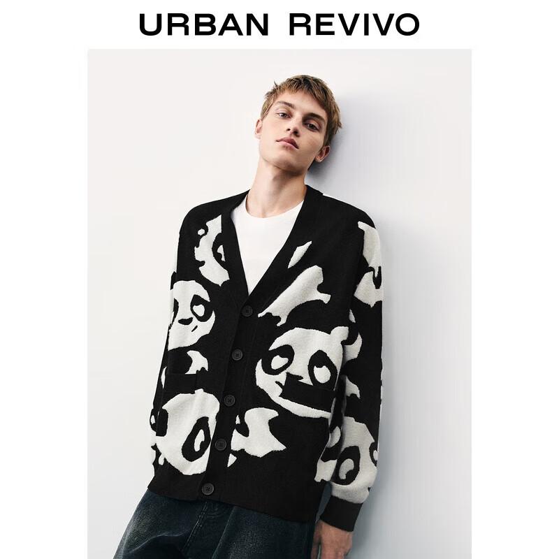 

Мужской вязаный кардиган с V-образным вырезом и игривым узором от UR XL