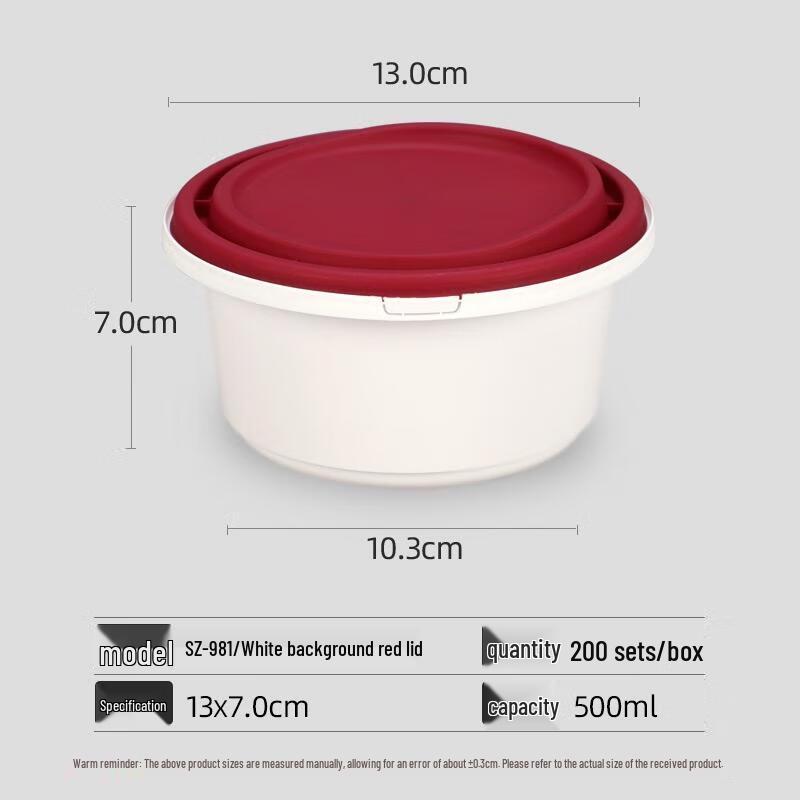 HANDUNYOU Disposable Rectangular Food Containers with Lids, 500ml