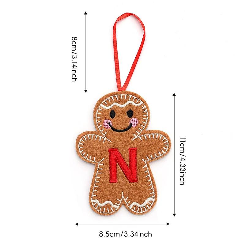 A-Z Gingerbread Man Doll Christmas Decoration Pendants Xmas Tree Hanging Ornament Christmas for Home New Year Kids Gift