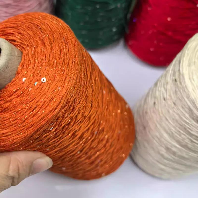 Glitter Bead Silk Lace Thread Glitter Mulberry Silk Cotton Thread Soft Silky Spring/summer DIY Hand-woven Thread 500g/Roll