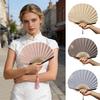 Vintage Baumwoll-Faltfächer Muschelform Bambusrippen Handfächer Tragbarer Sommer-Stofffächer Dekoration Partyzubehör