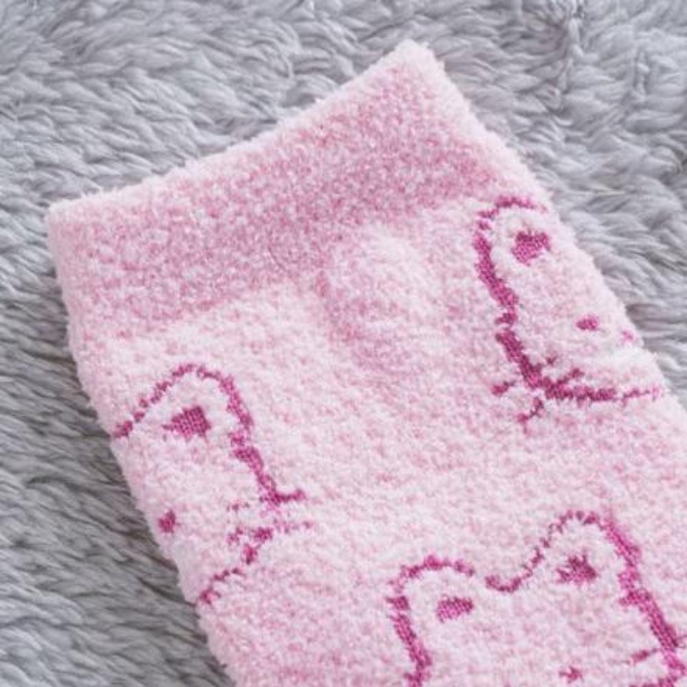 Różowe skarpetki do spania ze zwierzętami [5~8(NAS) 2.5~5.5(Wielka Brytania)36~39(UE)]