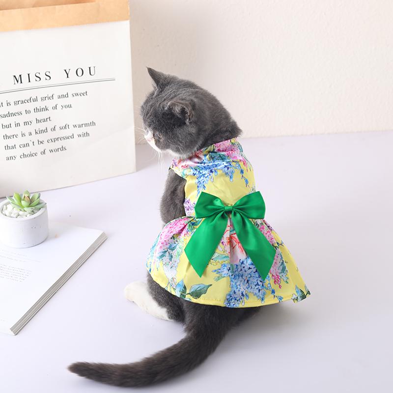 Western Style Pet Dresses for Cats Gotas Summer Satin Sphynx Cat Skirt Dress Kitten Kedi Persian Mascotas Clothes Dog Clothing