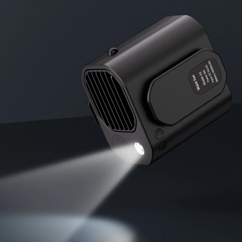 Waist Clip Fan Power Bank Fan Multifunction Cooling Fan LED Display Mini Neck Hanging Fan for Outdoor Gardening Backpacking
