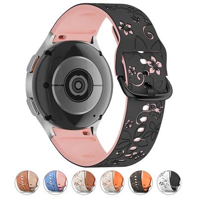 Engraved Band for Samsung Galaxy Watch 7/5 Pro/4 6 Classic 40 44mm Silicone Sport No Gaps Bracelet Correa Galaxy Watch 7 Straps