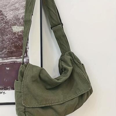 Plátěná taška přes rameno Jednobarevná volnočasová cestovní taška pro ženy Harajuku crossbody taška pro dámskou messenger tašku
