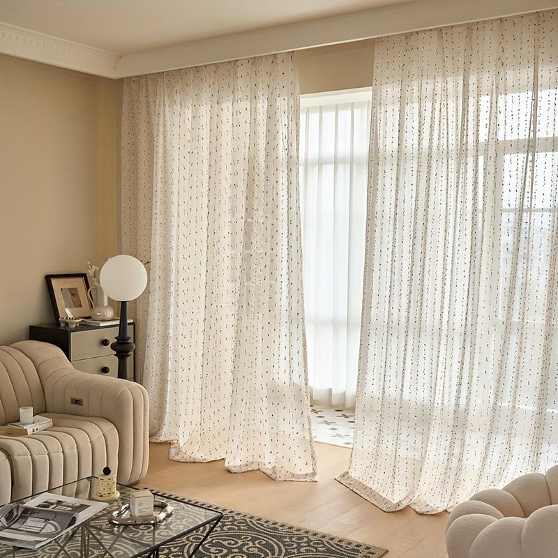 1 pz Tende in Tulle Vintage Passanti Superiori Decorazione Soggiorno Tende con Ricamo Cartone Animato Tende Parasole Camera da Letto Balcone