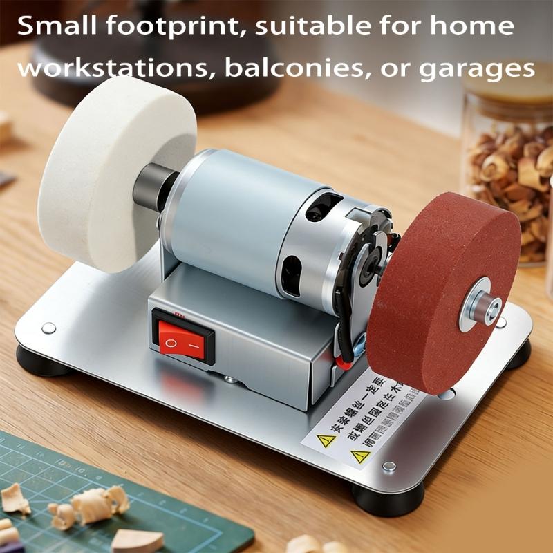 Efficient Plastic Base Desktop Grinder Featuring 150W Motor And Double Wheels For Home Workshop Use Stable Operation