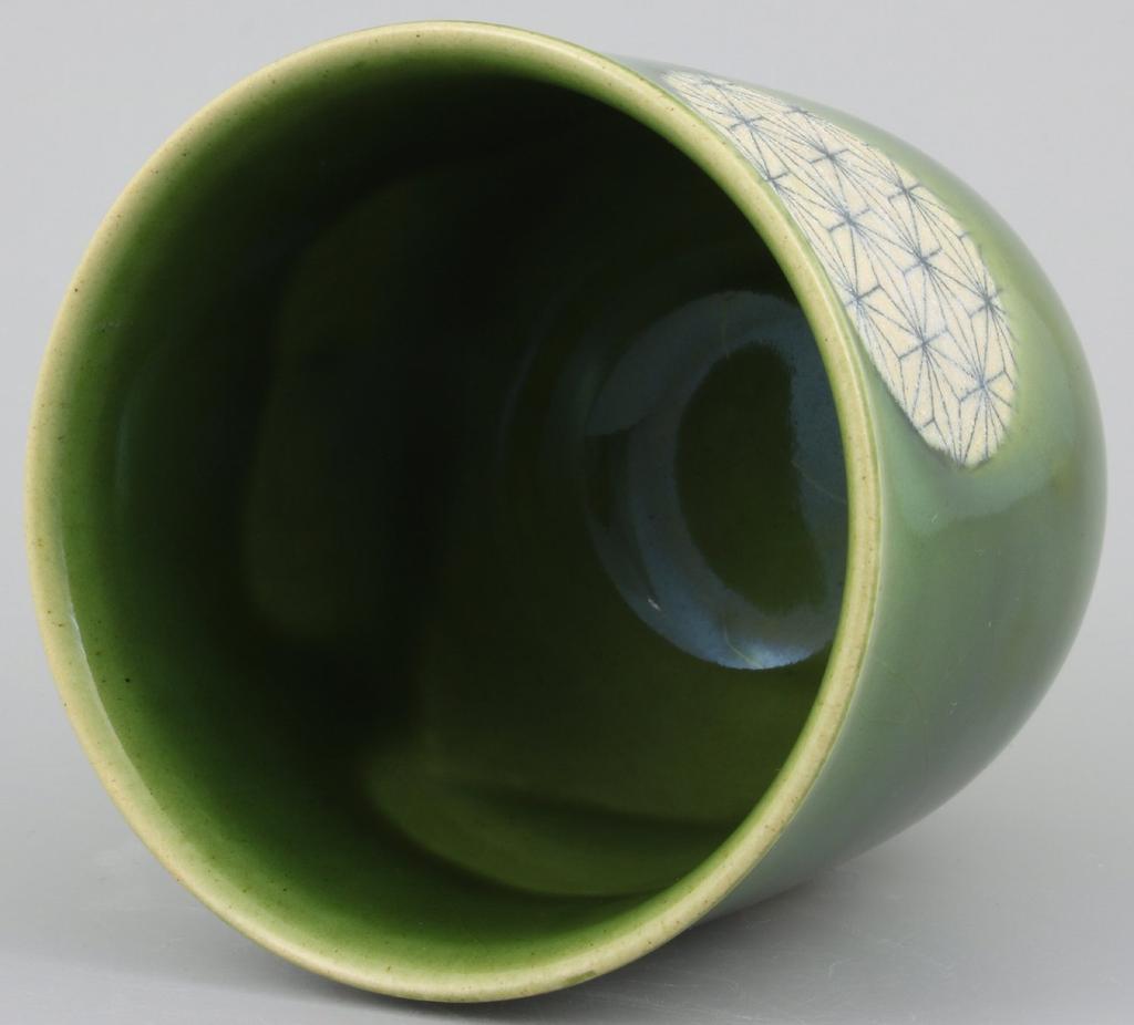 Seto Ware Efu Kiln Approximately 240ml Oribe Asanoha Made in Teacup, Large, Capacity, Green, Pattern, Japan, 027-0009