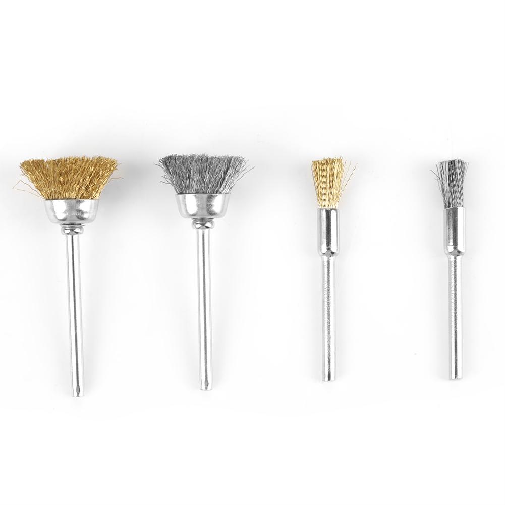 36 Stück Messingdraht Stahl Drahtbürsten Set Stift Flach Tassenförmig Polierrad Werkzeuge Kit