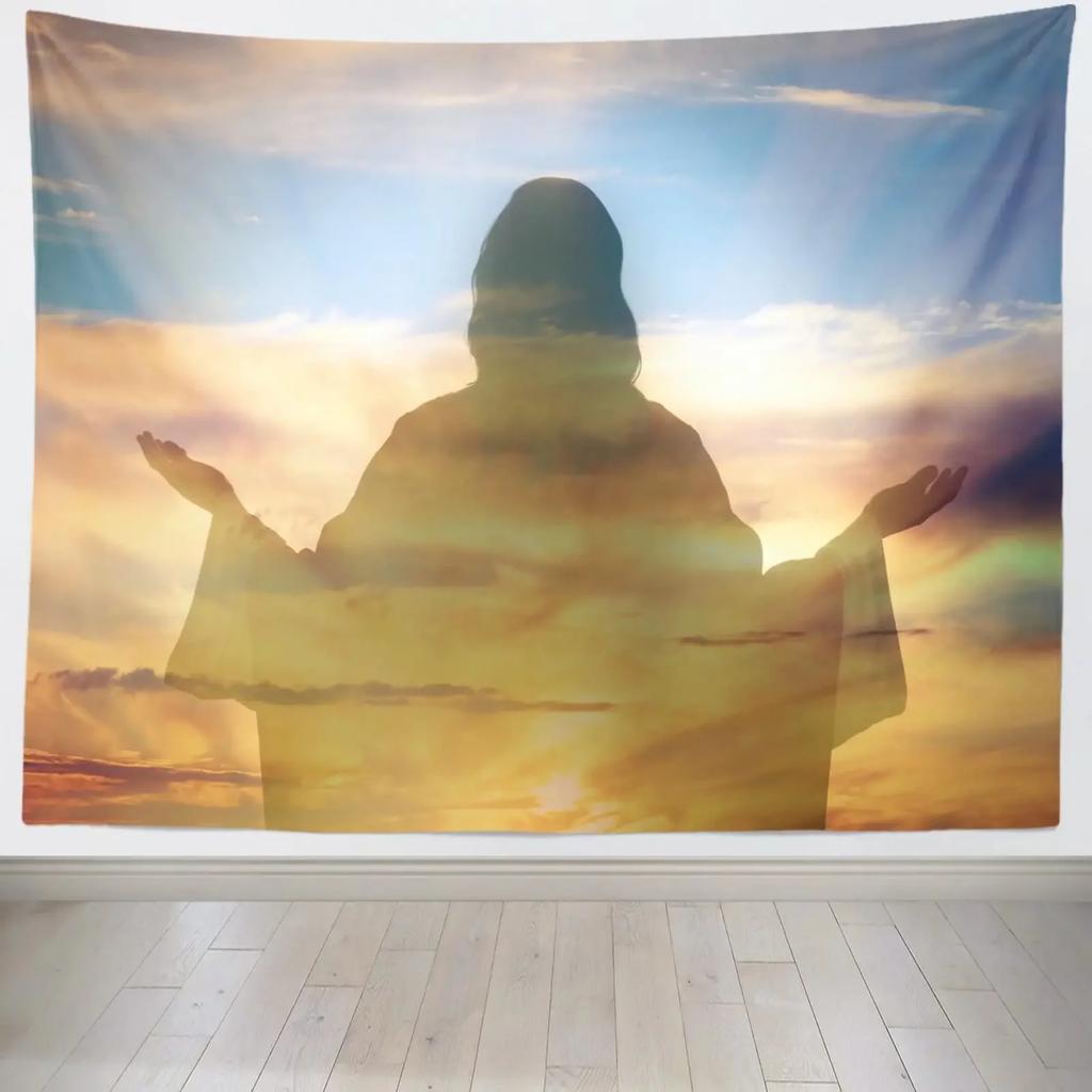 Jesus Christ Tapestry Lord and Angel Heaven Tapestry Wall Hanging Merry Christmas Tapestries for Bedroom Living Room Dorm Decor