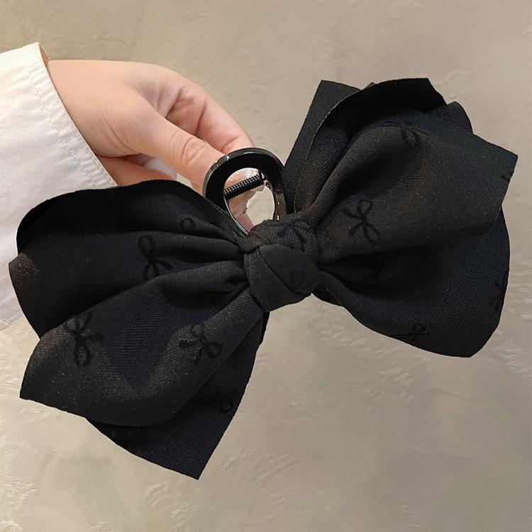 Large Summer Lace Edge Bow Claw Clip Hair Accessory for Women - Multi-Layer Feather Design