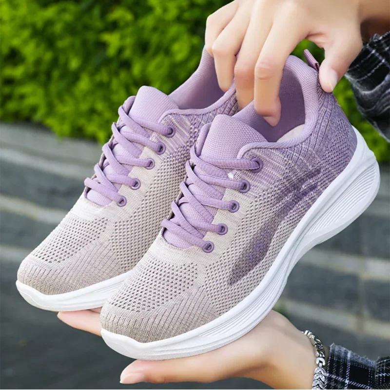 Fashion 2024 Running Shoes Ladies Breathable Sneakers Summer Light Mesh  Women's Sports Shoes Outdoor Lace Up Training Shoes