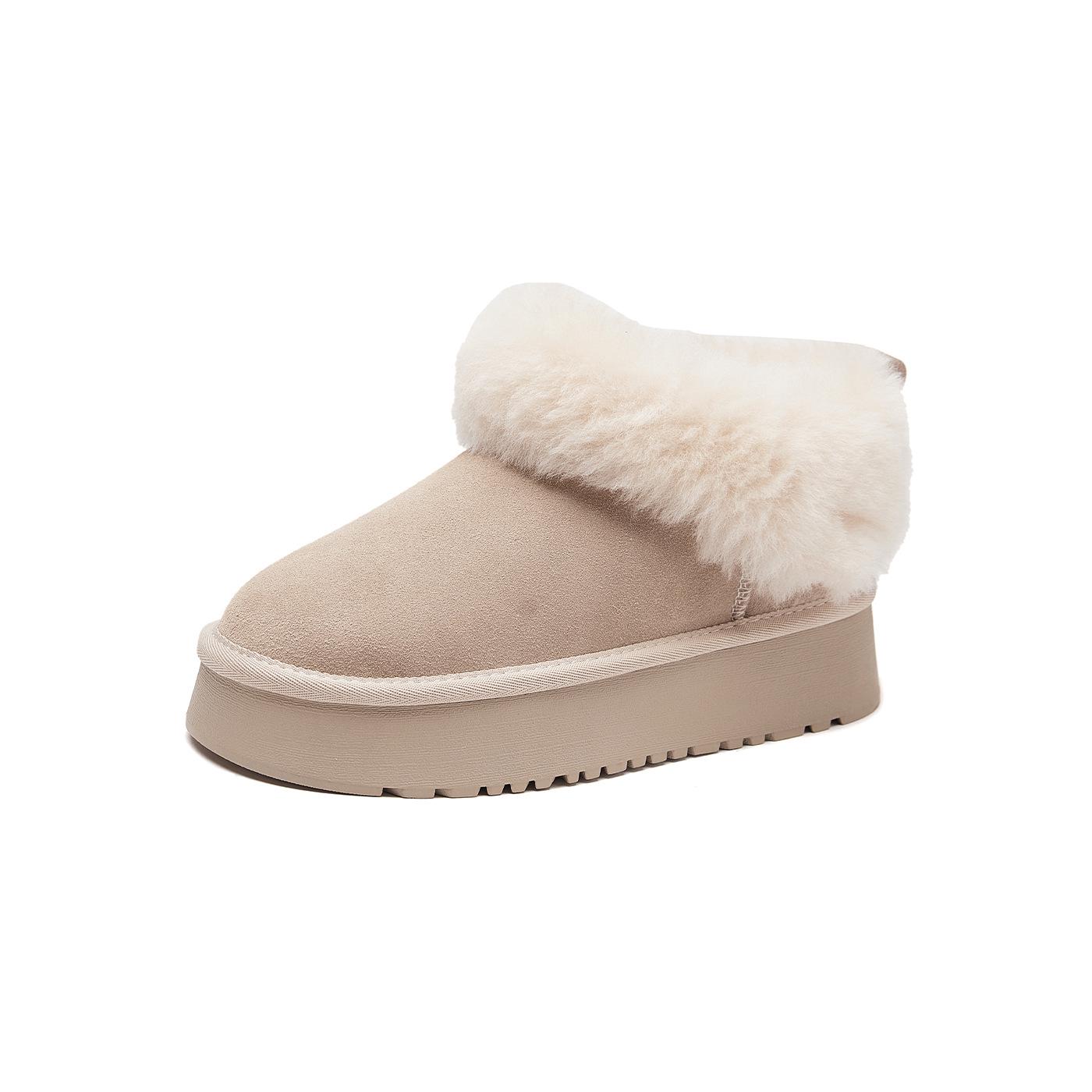 

Женские зимние ботинки из натуральной кожи - Зима 2025, на толстой подошве, нескользящие, теплые, на плюшевой подкладке, с коротким голенищем, на хлопковой подкладке. 36 бежевый