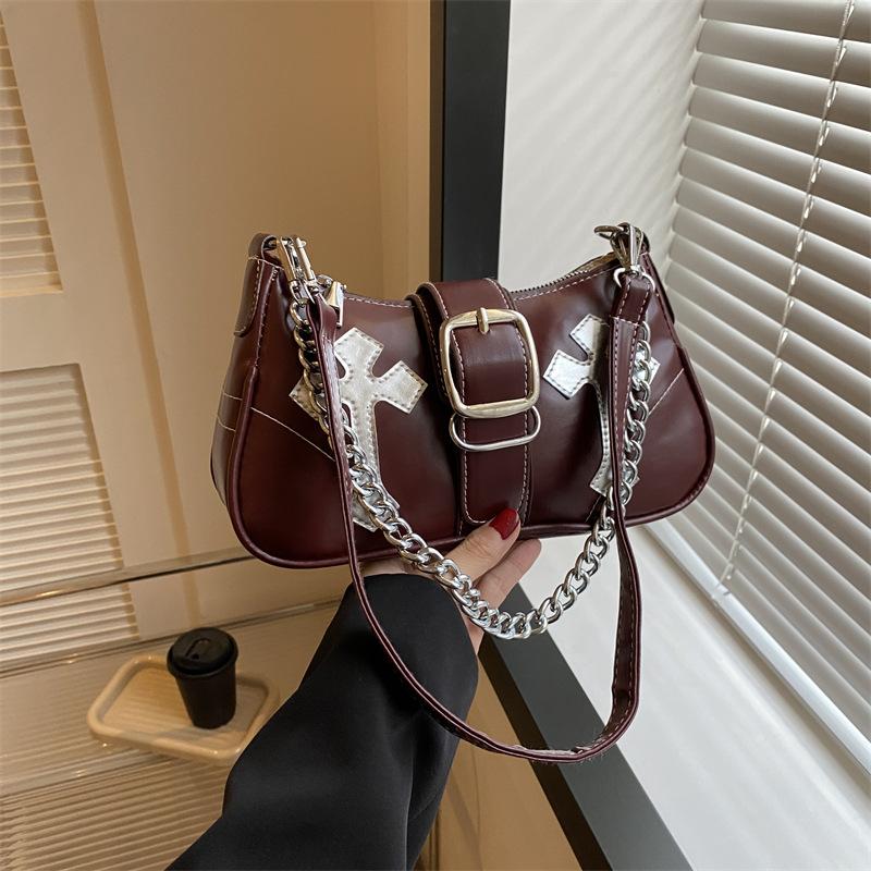 Contrasting Color Underarm Crossbody Bag For Women'S New Female Shoulder Bag Casual Compact Square Chain Shoulder Bag