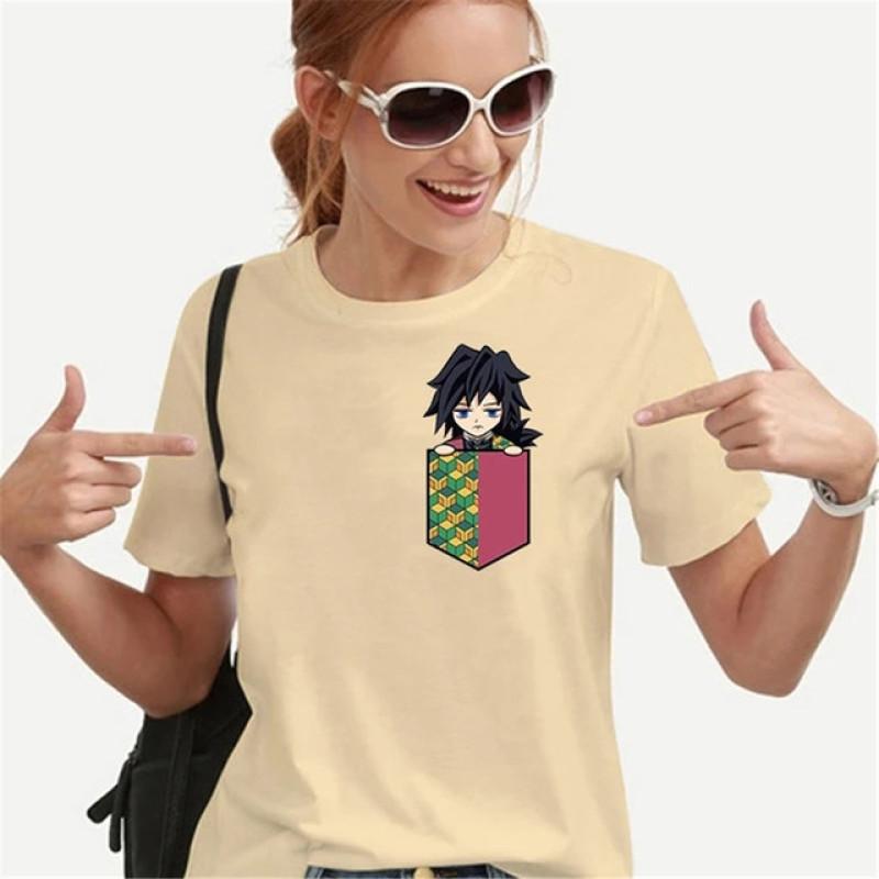 Maglietta con Stampa Taschino Personaggi Anime Cartone Animato Donna Adolescenti Magliette Abbigliamento Unisex Vintage Streetwear Stile Quotidiano Moda Streetwear