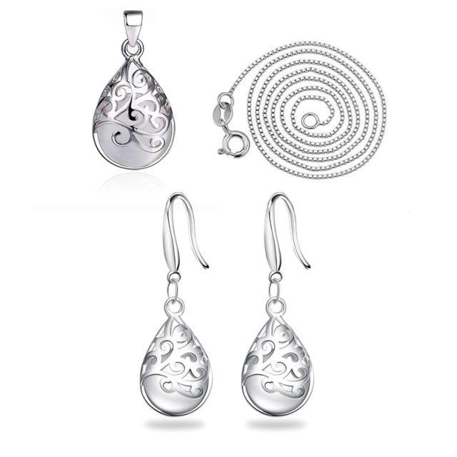 

Модное ожерелье из стерлингового серебра 925 пробы с лунным камнем, опалом и слезами, тотемное ожерелье + серьги для женщин, комплекты ювелирных изделий, подарок