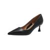 Low Heels Pumps for Women Leather Closed Toe Pointed Toe Kitten Heels Comfort Slip On Stiletto Pumps Women's Work Office Business Wedding Dress Shoes