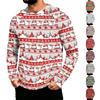 Men's Long Sleeve Hooded Sun Shirt Top with Christmas Print for Outdoor Wear