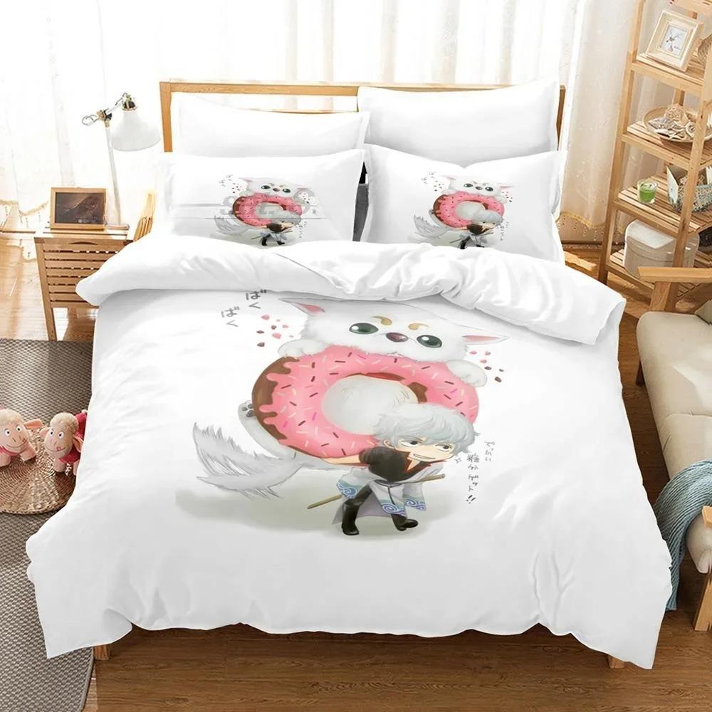 Mode 3D Anime Bettlaken-Set Gintama Bettwäsche-Set Einzelbett Twin Full Queen King Size Bett-Set Erwachsene Kinder Schlafzimmer Bettbezug-Sets