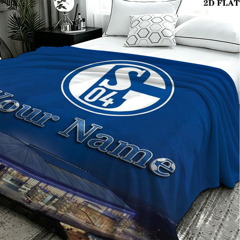 1PC FC Schalke 04 Custom Name Patterned Flannel Blanket Suitable For All Seasons for Home Decor Warmth and Comfort Gifts Holiday Present