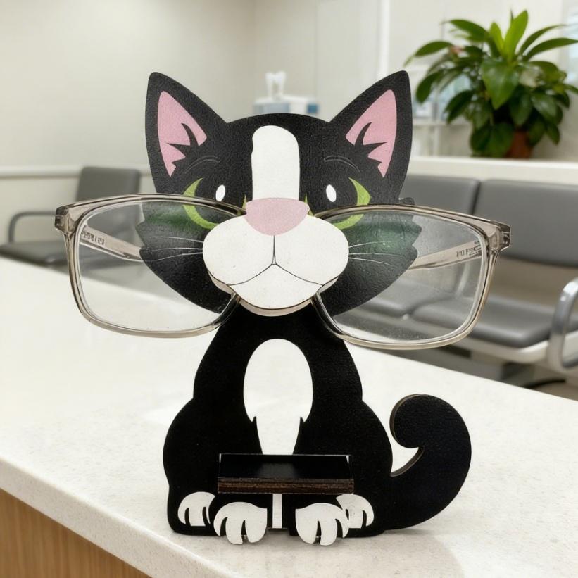 Cute Animal Glasses Frame Cartoon Cat Glasses Frame Glasses Display Frame Sunglasses Frame Hand-carved Home Wooden Decoration 3D