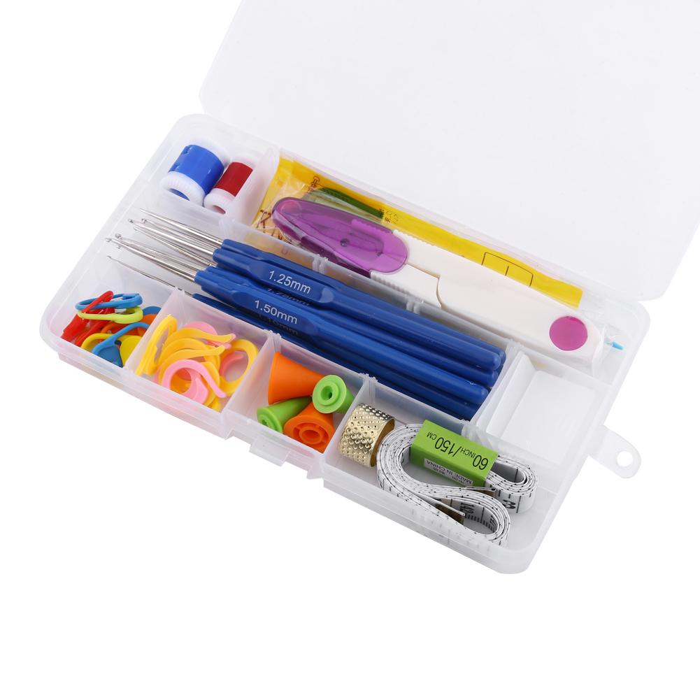 16 Diff Ent Sizes Sewing Tool Crochet Hook Needles Stitches Craft Set Tool(Purple)