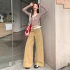 New wash American tube pull high waist casual pants women's spring versatile wide leg flared jeans cotton