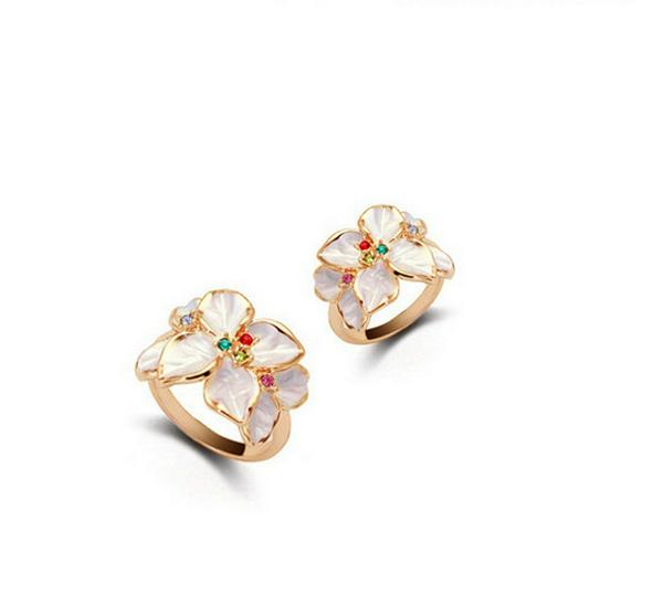 Inel Pictură în Ulei Cristal Gardenia Huailang pentru Femei - Stil Coreean, Mărimea 18