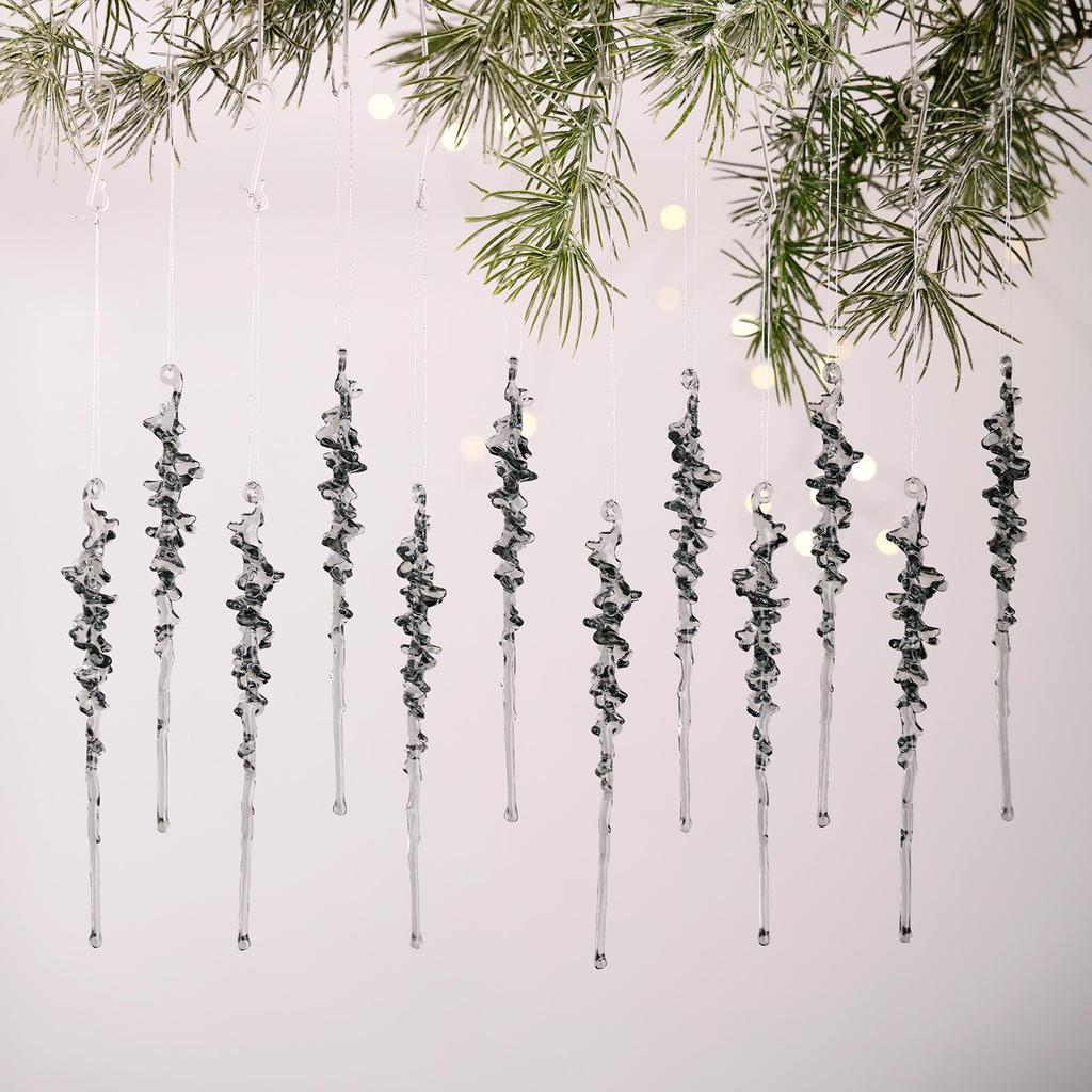Haobei 12PCS Acrylic Icicle Christmas Ornaments