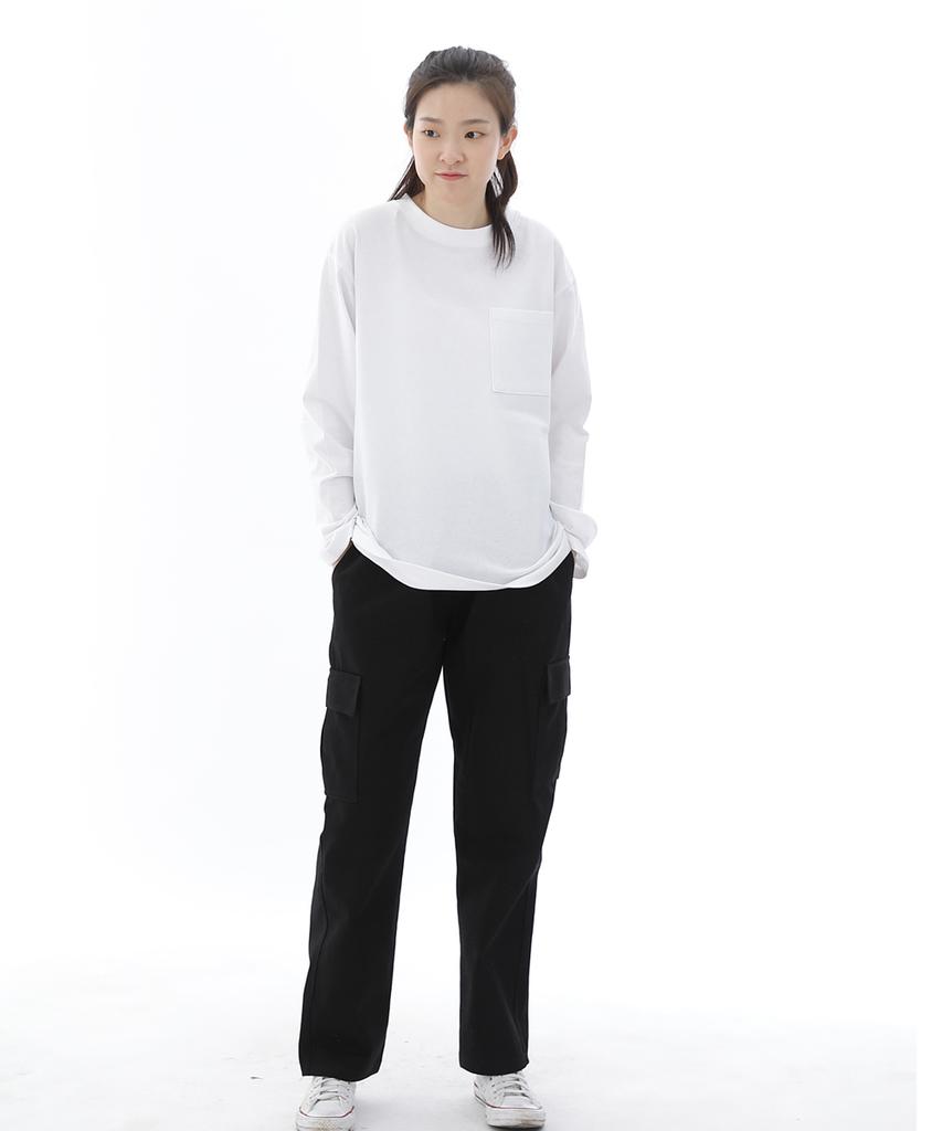 Seinteukeulu Twill Cotton Semi-Wide Cargo Pants Cs-301C Black